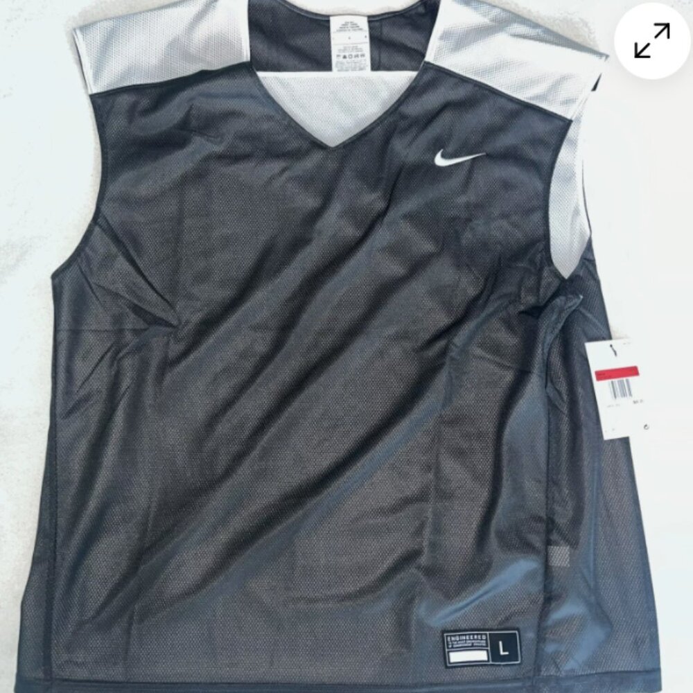 Nike Lacrosse Reversible Men Large Black White Jersey Training Tank Top BQ3129